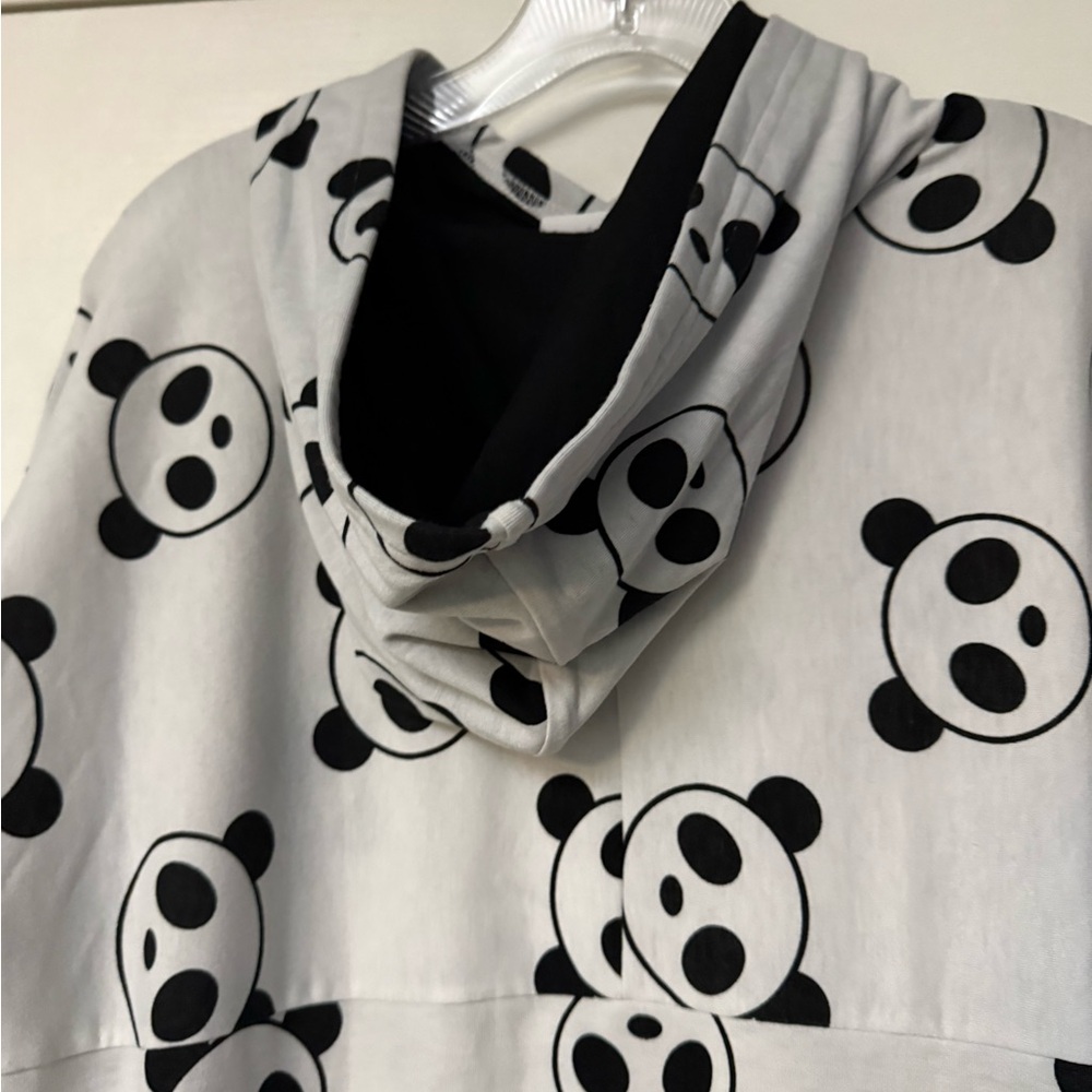 LuLaRoe Panda Print Hoodie Jacket - Black and White - Picture 3 of 3